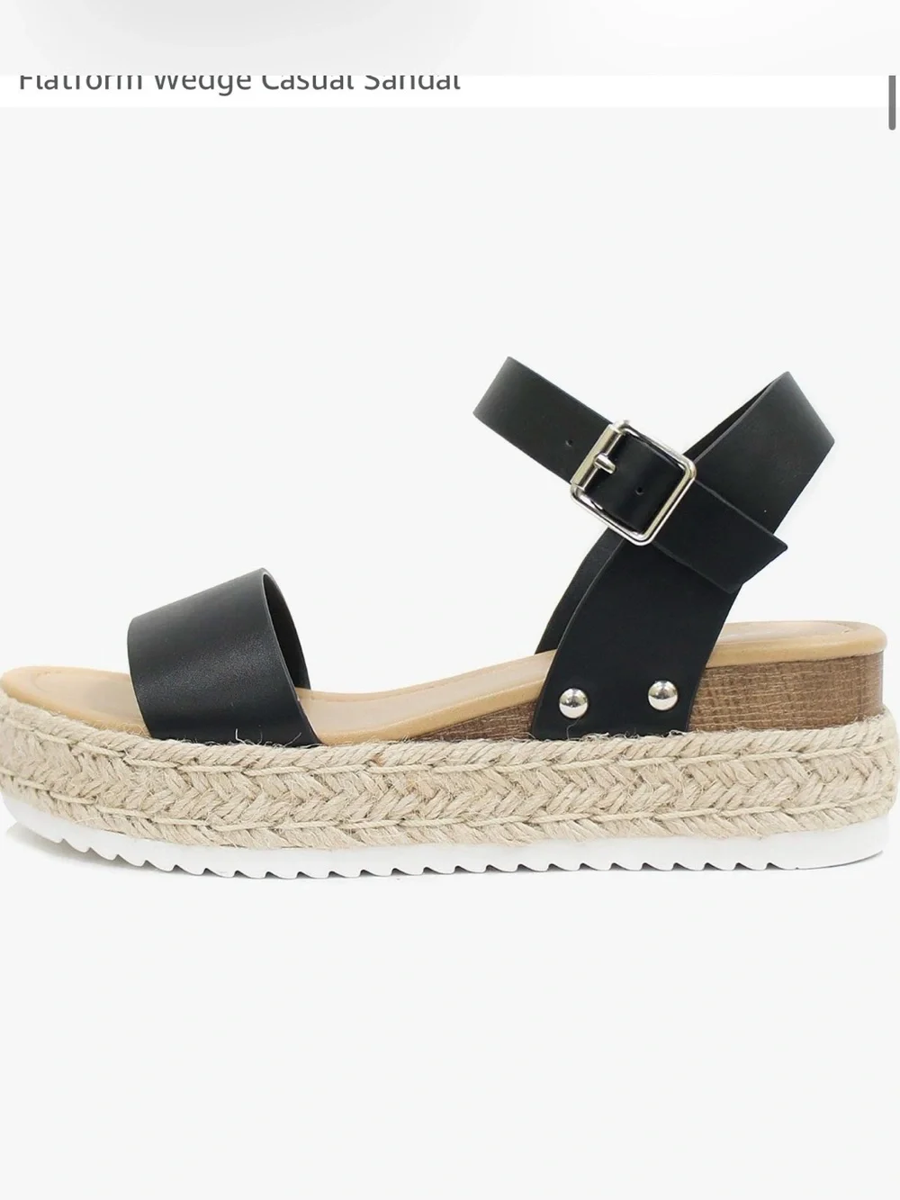 Soda Black Espadrille Platform Sandals with Ankle Strap